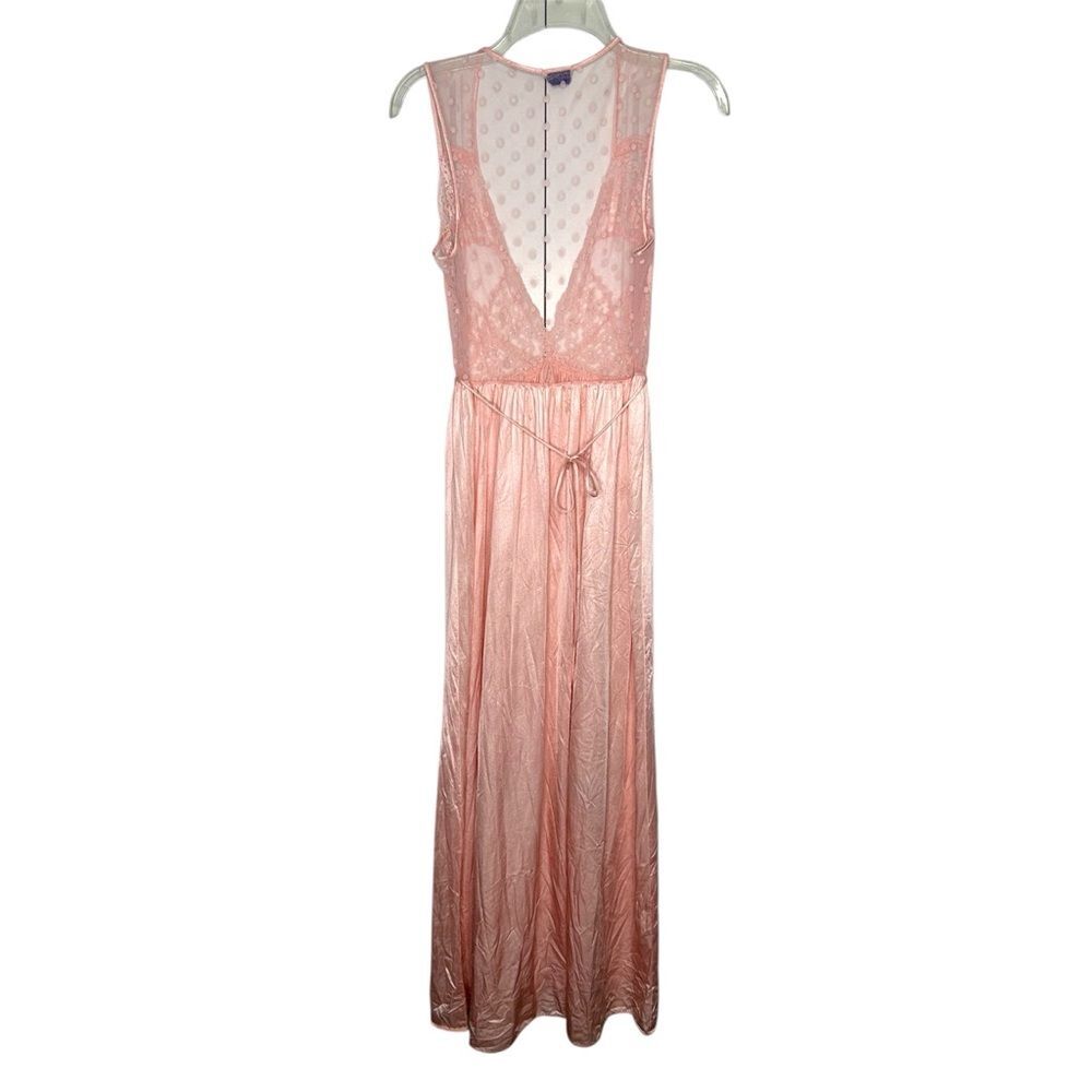 Vintage Lilly of France Pink Lace Sheer Bodice Nightgown Long Lingerie Medium - Picture 6 of 7